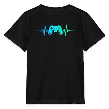 Gamer Heartbeat Manette de jeu Manette de jeu Gamer - T-shirt bio MINI CREATOR Stanley/Stella Enfant - noir - Devant - Mikhail (115cm)