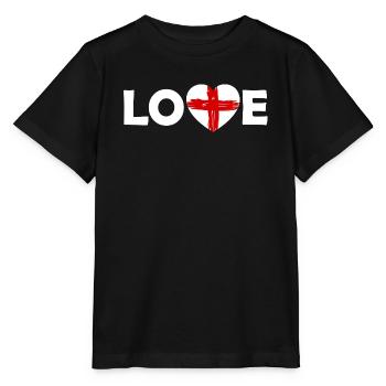 Love mit rotem Kreuz-Herz England - Stanley/Stella MINI CREATOR Kids’ T-Shirt - black - Front - Mikhail (115cm)