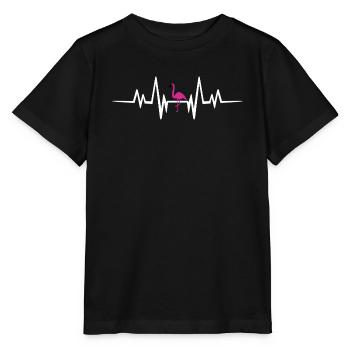 Flamingo im Herzschlag - Stanley/Stella Kinder T-Shirt MINI CREATOR  - Schwarz - Vorne - Mikhail (115cm)