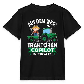 Aus dem Weg Traktoren Copilot Landwirt im Einsatz - Stanley/Stella Kinder T-Shirt MINI CREATOR  - Schwarz - Vorne - Mikhail (115cm)