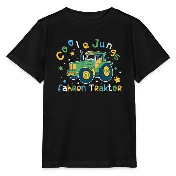Coole Jungs Fahren Traktor Kinder Geschenkidee - Stanley/Stella Kinder T-Shirt MINI CREATOR  - Schwarz - Vorne - Mikhail (115cm)