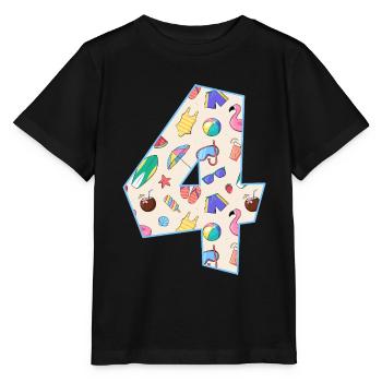 HOLIDAY NUMBER 4 YEARS SUMMER 4TH BIRTHDAY - Stanley/Stella MINI CREATOR Kids’ T-Shirt - black - Front - Mikhail (115cm)