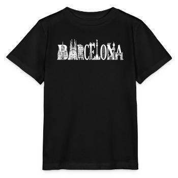 Barcelona Silhouette Sehenswürdigkeiten Urlaub  - Stanley/Stella Kinder T-Shirt MINI CREATOR  - Schwarz - Vorne - Mikhail (115cm)