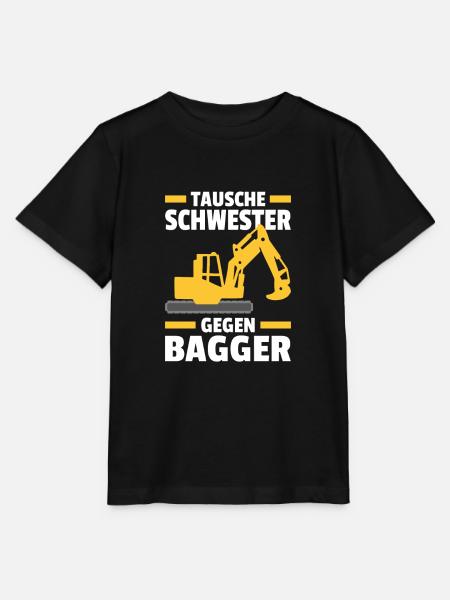 Tausche Schwester gegen Bagger kleine Baggerfahrer - Stanley/Stella Kinder T-Shirt MINI CREATOR  - Schwarz