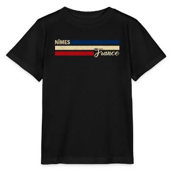 France - Nimes - Frankreich - Flagge - Streifen - Stanley/Stella Kinder T-Shirt MINI CREATOR  - Schwarz - Vorne - Mikhail (115cm)