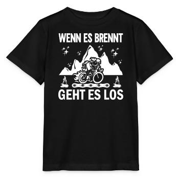 Lustiger Radfahrer Spruch Wenn Es Brennt Fahrrad - Stanley/Stella Kinder T-Shirt MINI CREATOR  - Schwarz - Vorne - Mikhail (115cm)
