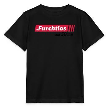 Furchtlos auf 50ccm Stolzer Mofa- und Mopedfahrer - Stanley/Stella Kinder T-Shirt MINI CREATOR  - Schwarz - Vorne - Mikhail (115cm)