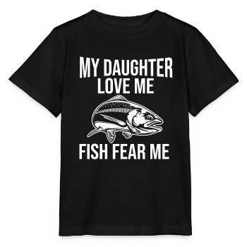 Meine Tochter liebt mich, Fische fürchten mich - Stanley/Stella Kinder T-Shirt MINI CREATOR  - Schwarz - Vorne - Mikhail (115cm)