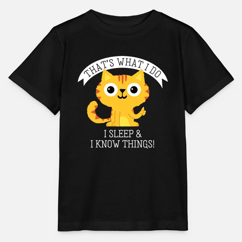 I sleep and know things - Lustiger Katzen Spruch - T-shirt bio MINI CREATOR Stanley/Stella Enfant - noir