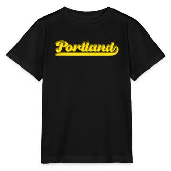 Portland Rétro Script - T-shirt bio MINI CREATOR Stanley/Stella Enfant - noir - Devant - Mikhail (115cm)