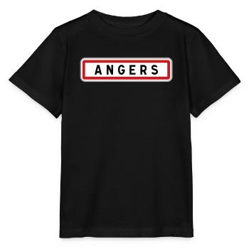 Panneau d'entrée de ville de Angers Maine-et-Loire - T-shirt bio MINI CREATOR Stanley/Stella Enfant - noir - Devant - Mikhail (115cm)