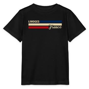 France - Limoges - Frankreich - Flagge - Streifen - Stanley/Stella Kinder T-Shirt MINI CREATOR  - Schwarz - Vorne - Mikhail (115cm)