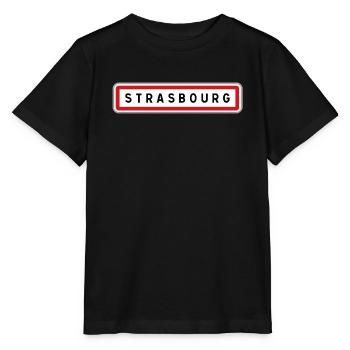 Panneau de Strasbourg, Bas-Rhin - T-shirt bio MINI CREATOR Stanley/Stella Enfant - noir - Devant - Mikhail (115cm)
