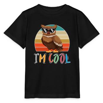 Baby Kind Sprüche Cool Eule Retro - Stanley/Stella Kinder T-Shirt MINI CREATOR  - Schwarz - Vorne - Mikhail (115cm)