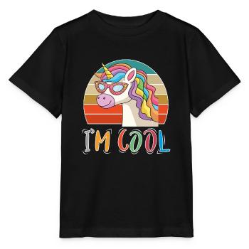 Baby Kind Sprüche Cool Einhorn Unicorn Retro - Stanley/Stella Kinder T-Shirt MINI CREATOR  - Schwarz - Vorne - Mikhail (115cm)