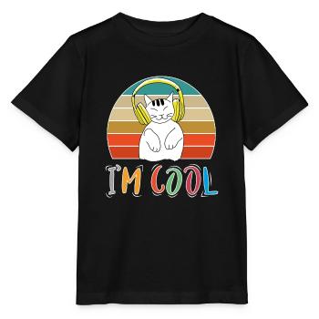 Baby Kind Tiere Cool Retro Katze Musik - Stanley/Stella Kinder T-Shirt MINI CREATOR  - Schwarz - Vorne - Mikhail (115cm)