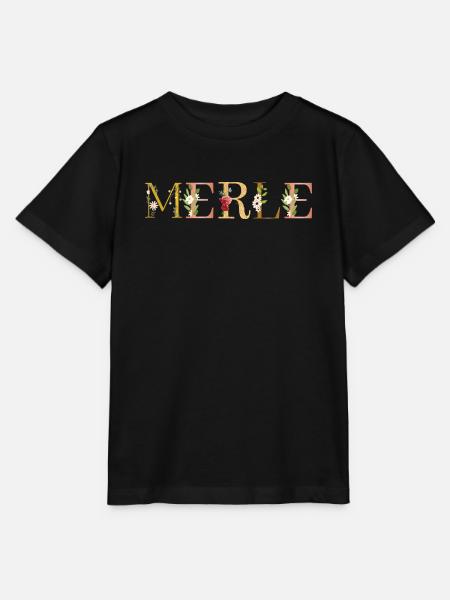 MERLE Name mit Blumen geschmückt - Stanley/Stella Kinder T-Shirt MINI CREATOR  - Schwarz