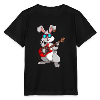 Hase Rockmusiker Ostern - Stanley/Stella Kinder T-Shirt MINI CREATOR  - Schwarz - Vorne - Mikhail (115cm)