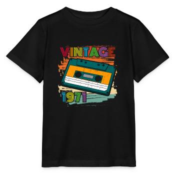 vintage 1971 Kassette 70er 51. Geburtstag - Stanley/Stella Kinder T-Shirt MINI CREATOR  - Schwarz - Vorne - Mikhail (115cm)