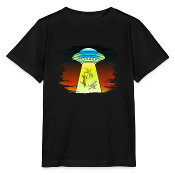 UFOS Außerirdische Entführung Katzen - Stanley/Stella Kinder T-Shirt MINI CREATOR  - Schwarz - Vorne - Mikhail (115cm)