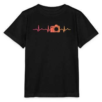 Sunset Camera Heartbeat Photograph - Stanley/Stella MINI CREATOR Kids’ T-Shirt - black - Front - Mikhail (115cm)