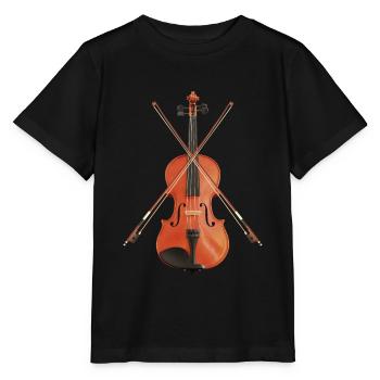 Violine mit Bögen - Stanley/Stella Kinder T-Shirt MINI CREATOR  - Schwarz - Vorne - Mikhail (115cm)