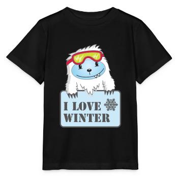 Yeti - I love winter - Stanley/Stella Kinder T-Shirt MINI CREATOR  - Schwarz - Vorne - Mikhail (115cm)