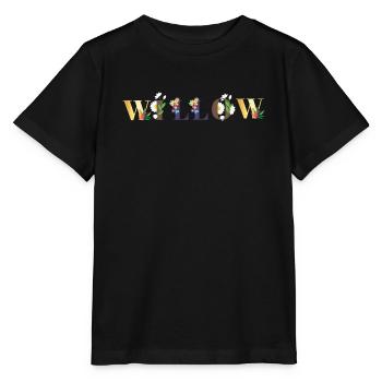 Art du nom du saule avec des fleurs brodées - T-shirt bio MINI CREATOR Stanley/Stella Enfant - noir - Devant - Mikhail (115cm)