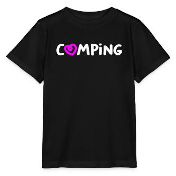 Camping coeur camping-car écriture manuscrite caravane van vie - T-shirt bio MINI CREATOR Stanley/Stella Enfant - noir - Devant - Mikhail (115cm)