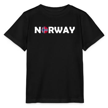 Norge Bogstaver med flag - Norge - Norge - Norge - Stanley/Stella T-shirt MINI CREATOR til børn - sort - Foran - Mikhail (115cm)