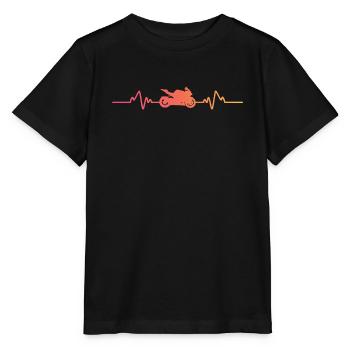 Motorcycle Biker Sunset Heartbeat Motorcycle - Stanley/Stella MINI CREATOR Kids’ T-Shirt - black - Front - Mikhail (115cm)