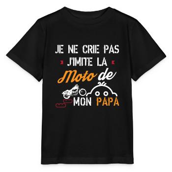 Je ne crie pas j imite la moto de mon papa - T-shirt bio MINI CREATOR Stanley/Stella Enfant - noir - Devant - Mikhail (115cm)