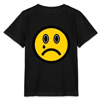 Weinendes Emoticon - Bildsymbol - Strichgesicht - Stanley/Stella Kinder T-Shirt MINI CREATOR  - Schwarz - Vorne - Mikhail (115cm)