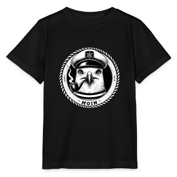 Moin Seagull en tant que capitaine et marin, pêcheur, pêcheur - T-shirt bio MINI CREATOR Stanley/Stella Enfant - noir - Devant - Mikhail (115cm)