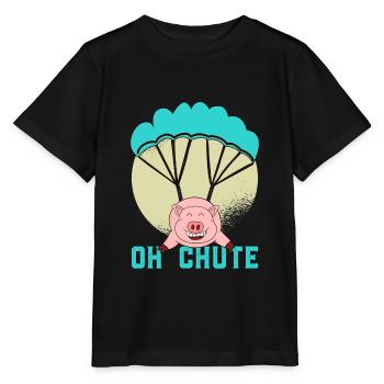 Le porcelet aime voler en parachute - T-shirt bio MINI CREATOR Stanley/Stella Enfant - noir - Devant - Mikhail (115cm)