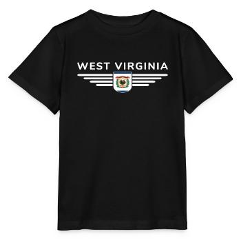 West Virginia Fan Shirt – Natur & Stolz - Stanley/Stella Kinder T-Shirt MINI CREATOR  - Schwarz - Vorne - Mikhail (115cm)