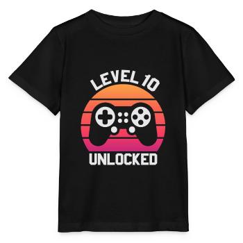 Level 10 Unlocked, 10th Birthday Boy, 10 Year Old - Stanley/Stella MINI CREATOR Kids’ T-Shirt - black - Front - Mikhail (115cm)