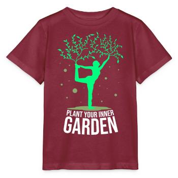 Yoga, Asana, Tree, Garden, Spiritual, Mindfulness - Stanley/Stella MINI CREATOR Kids’ T-Shirt - burgundy - Front - Kain (125cm)