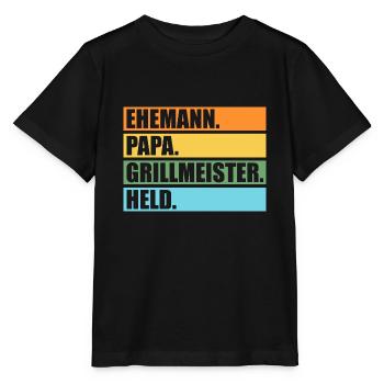 Grillmeister Papa Grillmeister Papa Geschenk - Stanley/Stella Kinder T-Shirt MINI CREATOR  - Schwarz - Vorne - Mikhail (115cm)
