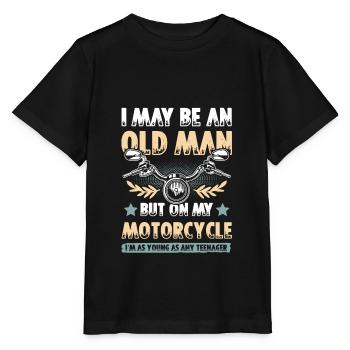 Motorcycle old man - Stanley/Stella MINI CREATOR Kids’ T-Shirt - black - Front - Mikhail (115cm)