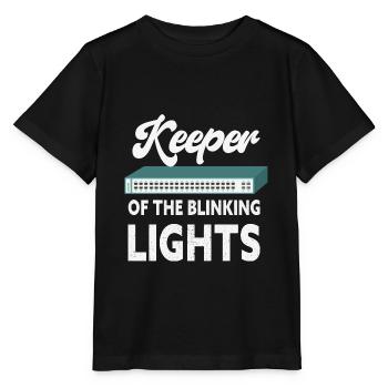 Keeper of the Blinking Lights IT Tech Network - Stanley/Stella MINI CREATOR Kids’ T-Shirt - black - Front - Mikhail (115cm)