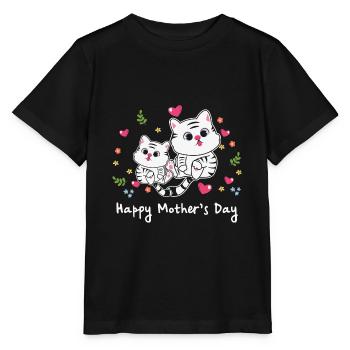 Animal Mom cat for Mother s Day - Stanley/Stella MINI CREATOR Kids’ T-Shirt - black - Front - Mikhail (115cm)