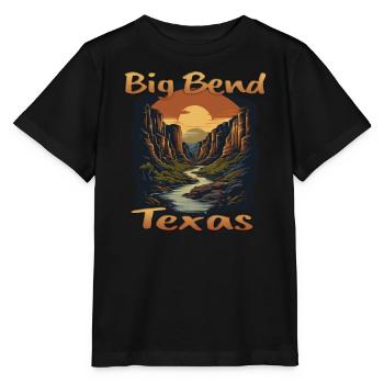 Big Bend with mountains and river - Stanley/Stella MINI CREATOR Kids’ T-Shirt - black - Front - Mikhail (115cm)