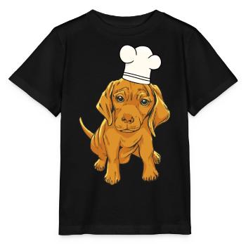 Chef chef hat dog - Stanley/Stella MINI CREATOR Kids’ T-Shirt - black - Front - Mikhail (115cm)
