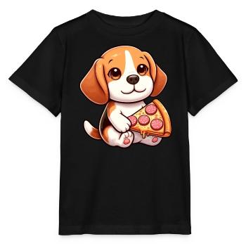 Pizza au salami pour chien Beagle - T-shirt bio MINI CREATOR Stanley/Stella Enfant - noir - Devant - Mikhail (115cm)