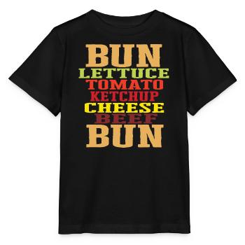 Burger Ingrédients Typographie Construction du cheeseburger - T-shirt bio MINI CREATOR Stanley/Stella Enfant - noir - Devant - Mikhail (115cm)
