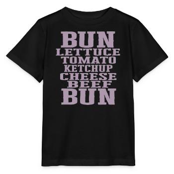 Burger Ingrédients Typographie Construction du cheeseburger - T-shirt bio MINI CREATOR Stanley/Stella Enfant - noir - Devant - Mikhail (115cm)