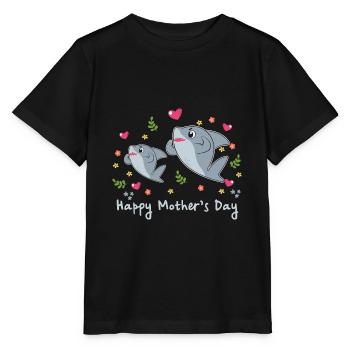Animal Mom Shark for Mother s Day - Stanley/Stella MINI CREATOR Kids’ T-Shirt - black - Front - Mikhail (115cm)