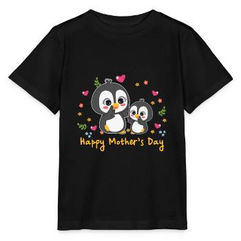Animal Mom Penguin for Mother s Day - Stanley/Stella MINI CREATOR Kids’ T-Shirt - black - Front - Mikhail (115cm)
