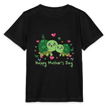 Animal Mom Turtle for Mother s Day - Stanley/Stella MINI CREATOR Kids’ T-Shirt - black - Front - Mikhail (115cm)